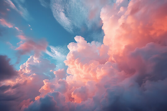 pink clouds are seen in the blue sky. generative AI