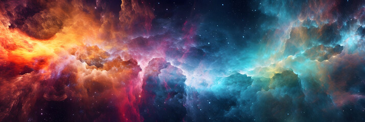 nebula hd wallpapers of light sky-blue and dark crimson. generative AI