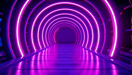 Fototapeta premium neon lights in bright pink shape in futuristic room. generative AI