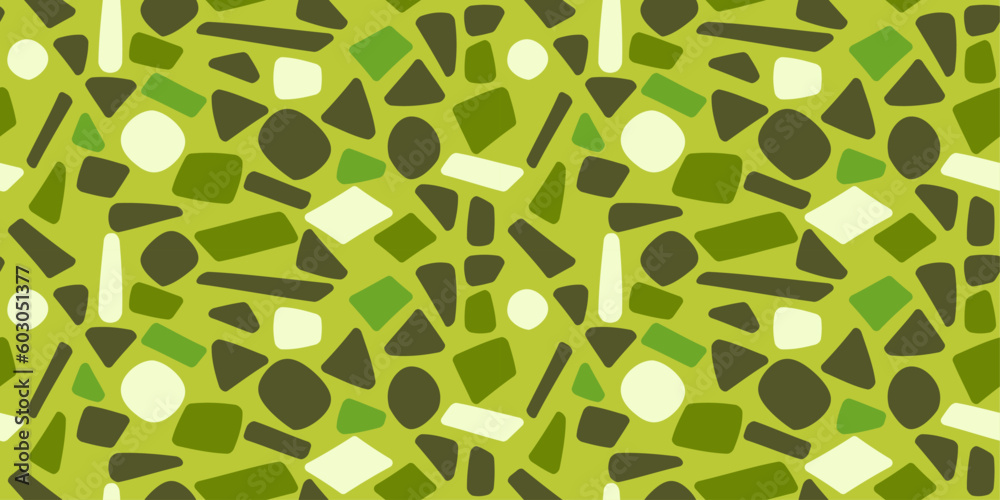Fototapete Green shapes on the same background. Vector texture from green textures. Seamless pattern for print and interior.