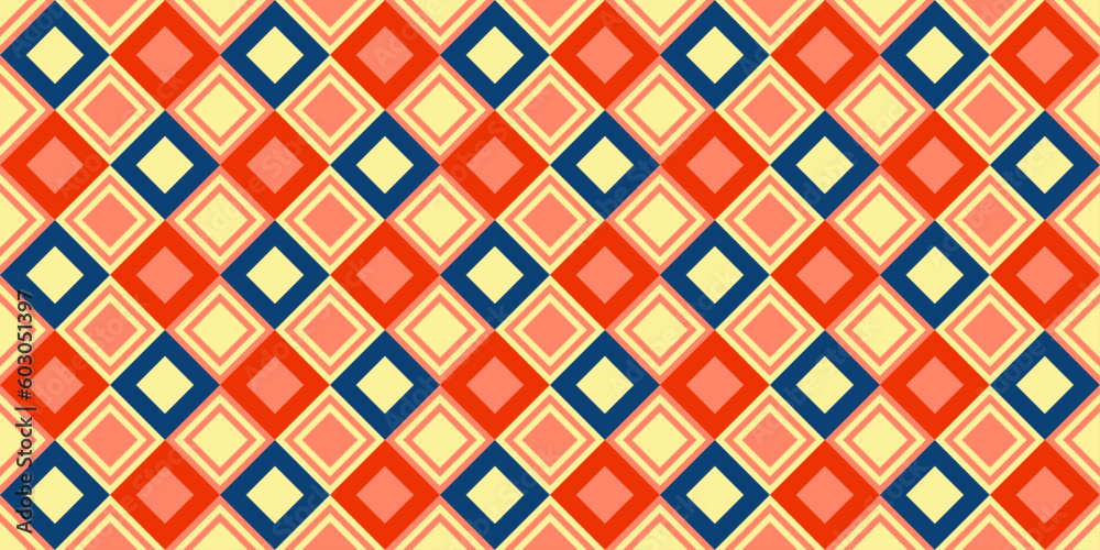 Aufkleber Rhombuses striped, seamless simple vector pattern. Rhombuses with the same shapes for textile, print, wallpaper, seamless surfaces. Orange rhombus diamonds pattern.