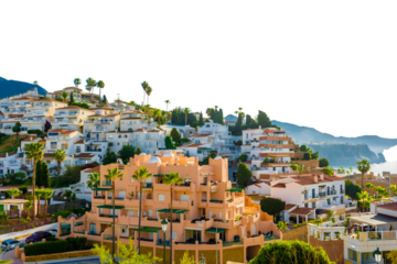 city view, nerja spain, transparent background. PNG.