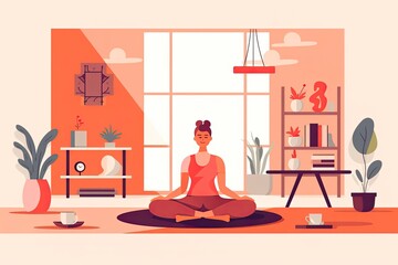 Woman Meditating at Home,Inner Peace:, A Woman's Journey to Serenity at Home, AI, AI generative, generative