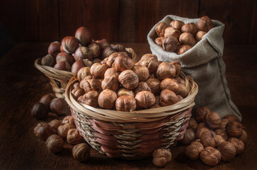 hazelnuts in a basket