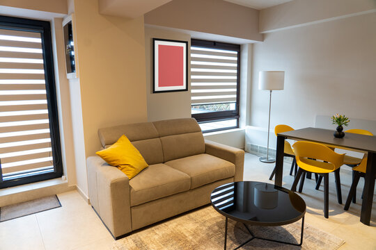 Stylish apartment interior with frame mockup