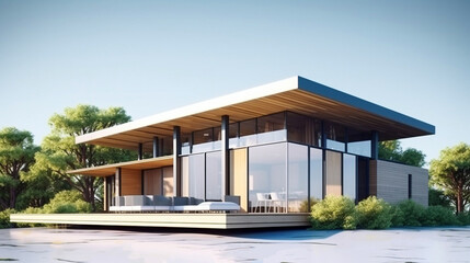 Fototapeta premium 3d Render of an individual house