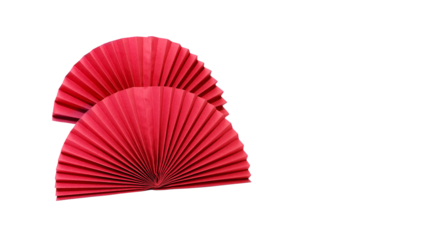 Red circle handmade paper fans on white background. Chinese New Year 2023 background