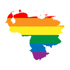 Venezuela country silhouette. Country map silhouette in rainbow colors of LGBT flag.