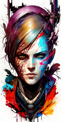Obraz premium Portrait of a woman with Splash Colors
