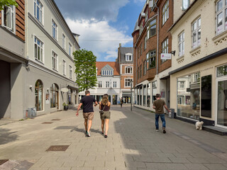 Fototapeta na wymiar Walking in the streets of Silkeborg, Denmark