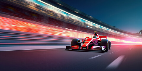 Sports car racing at full speed in a circuit, generative ai