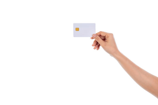 Hand holding credit card.