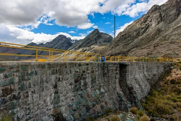 Brushed aluminium prints Alpamayo Water dam in Huarochiri, Peru