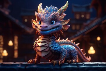 Fototapeta premium chinese dragon character at the temple