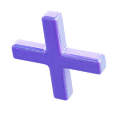 Fototapeta premium lilac colored plus sign, side. 3d render.