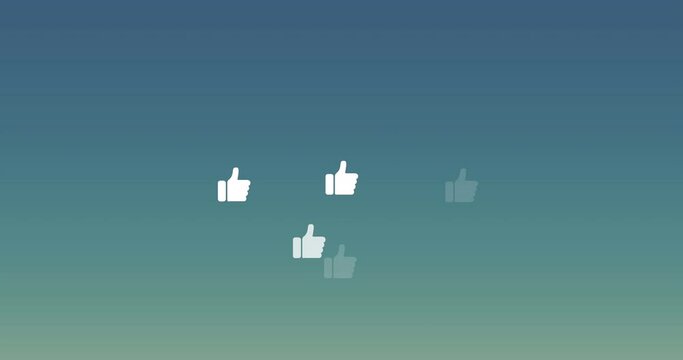 Animation of thumbs up like icons over green background