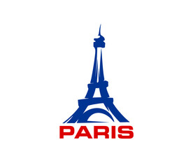 Paris Eiffel tower icon, France travel and tourism landmark symbol, vector badge. French culture and architecture symbol of Eiffel tower for Paris city tours, tourism agency or premium brand sign