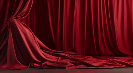 red velved heavy curtains wallpaper. generative AI