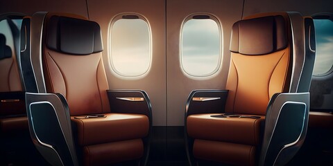a comfortable seat in the first class cabin of the aircraft, generative AI