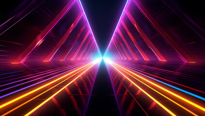 spacethemed colorful neon lines room wallpaper. generative AI