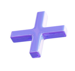 Obraz premium lilac colored plus sign, left side 3d render.
