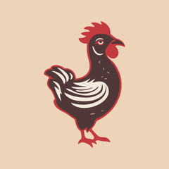 classic retro chicken rooster vector illustration, for logo, icon, mascot