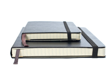 Two blacks notebooks with soft shadow on white background