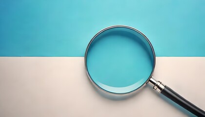 magnifying glass isolated on pastel blue and beige background