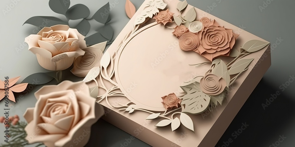 Sticker Gift box and roses form the basis of a floral Mother's Day motif. Generative AI