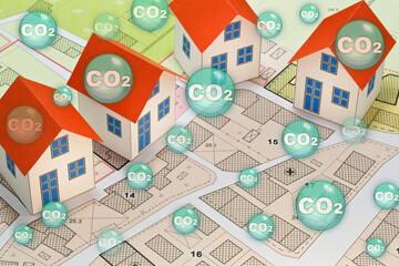 Carbon Footprint in building - activity and construction industry - Carbon Neutral concept with...
