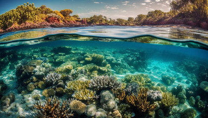 Colorful sea life thrives in tropical reef generated by AI