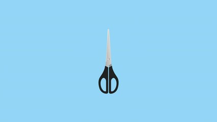 Scissors cutting a red ribbon. Vector animation