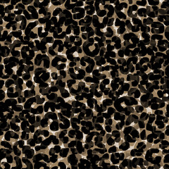 Dark brown leopard seamless pattern. Animal skin.