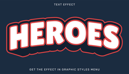Heroes editable text effect in 3d style. Suitable for brand or business logo - obrazy, fototapety, plakaty