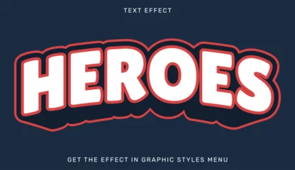 Fotobehang Retro compositie Heroes editable text effect in 3d style. Suitable for brand or business logo