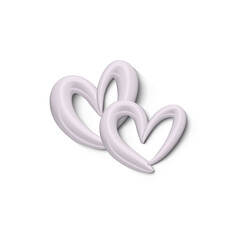 3d calligraphic two hearts isolated transparent png. Romantic inscription Happy Valentine Day or wedding day. 14 February holiday greetings Illustration