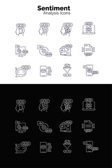 Sentiment Analysis Iconography: Vector Line Icons For Emotion Evaluation And Recognition. Iconic Representation Of Sentiment Analysis.