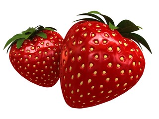 3d rendered illustration of two strawberries