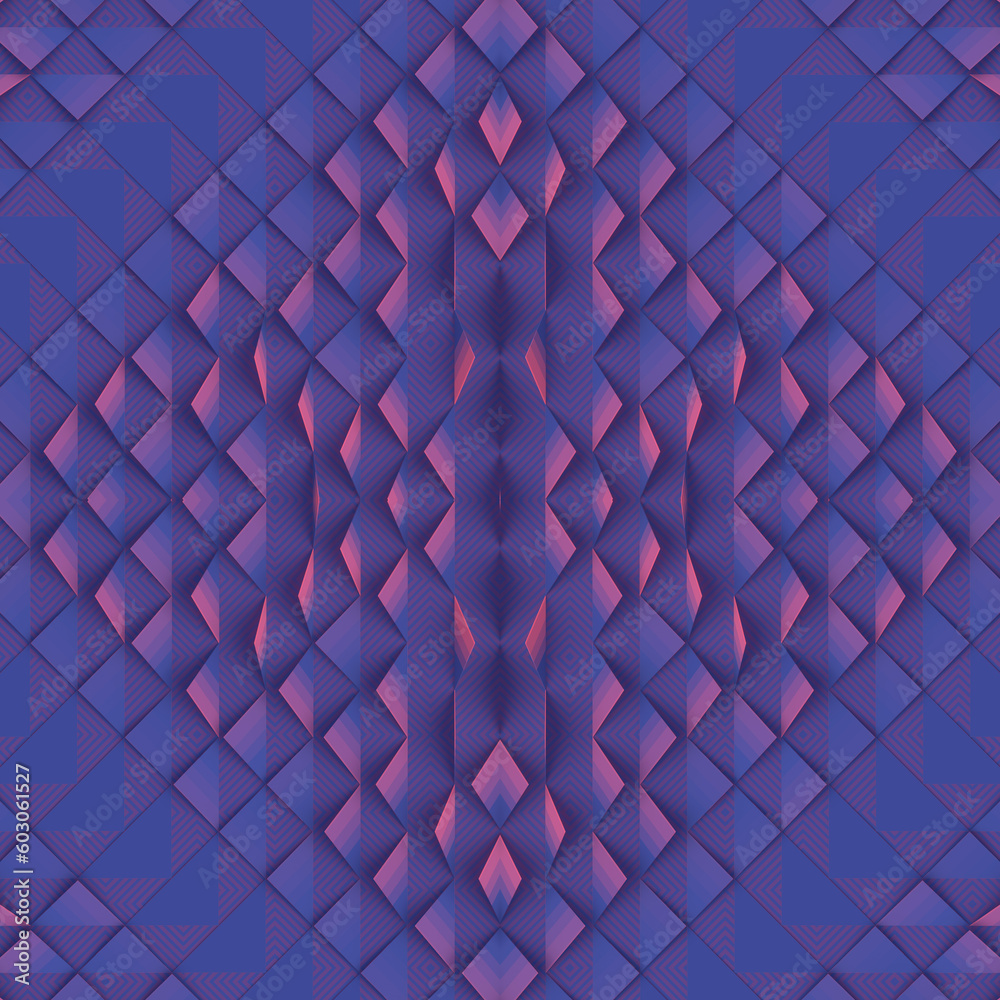 Poster Symmetrical geometric pattern of many triangular shapes. 3d rendering background. Digital illustration