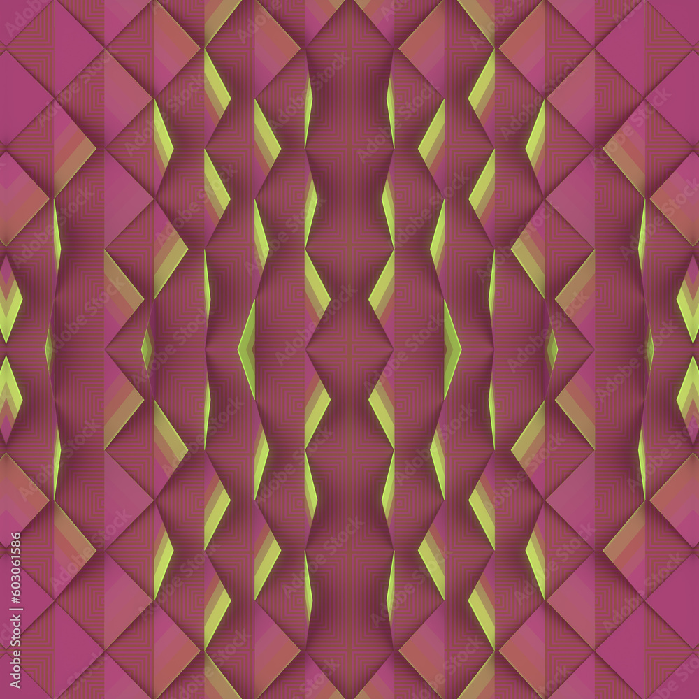 Poster Abstract symmetrical geometric composition of triangular geometric figures. 3d rendering digital illustration