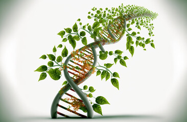 Human gene from plant and flowers. Generative AI. - obrazy, fototapety, plakaty