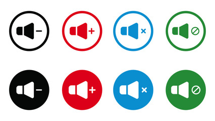 Fototapeta premium Speaker volume outlined icon set. Suitable for multimedia UI UX, sound control, and audio