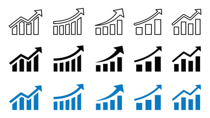 Up finance chart arrows. Analytics icon set. Business sucsess icons, infographic concept. Vector Illustration
