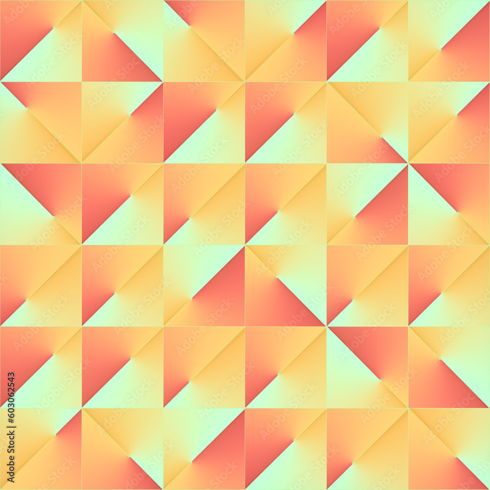 Poster Geometric background with fancy neon color gradient. 3d rendering digital illustration