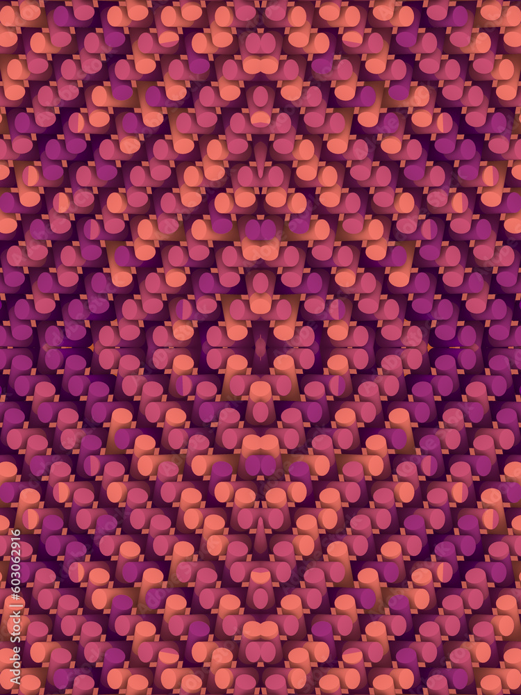 Poster texture made of colored cylinders. trendy pattern for decoration design. art background. 3d renderin