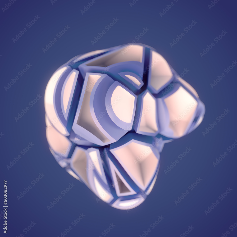 Aufkleber Abstract 3d render digital illustration of a crystal shape with a crack pattern