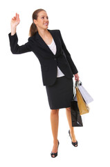 Attractive woman with paper shopping bag