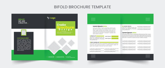 Bi fold Brochure Design Template for your Company with minimal and modern shapes in A4 format.