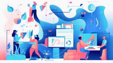 Productivity illustration for a tech company or startup