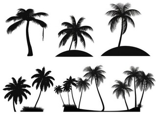 Fototapeta na wymiar Tree palm Collection in cartoon style illustration. set isolated on white background. generative ai